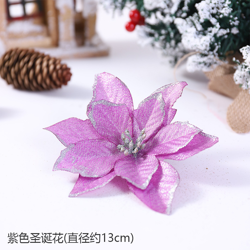 Explosión transfronteriza Flor artificial de Navidad Suministros de decoración de flores de Navidad Flor artificial Decoración de árbol de Navidad Flor 13cm
