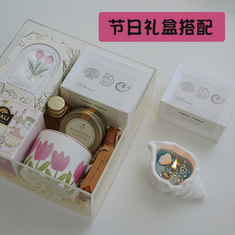 Vela de aromaterapia de concha, sensación de atmósfera, regalo de fragancia de cera de gelatina, regalo de fragancia, adornos creativos hechos a mano, cera en forma de concha