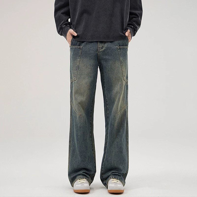 Дизайнерские джинсы, повседневные брюки, американский стиль, оверсайз, свободный прямой покрой