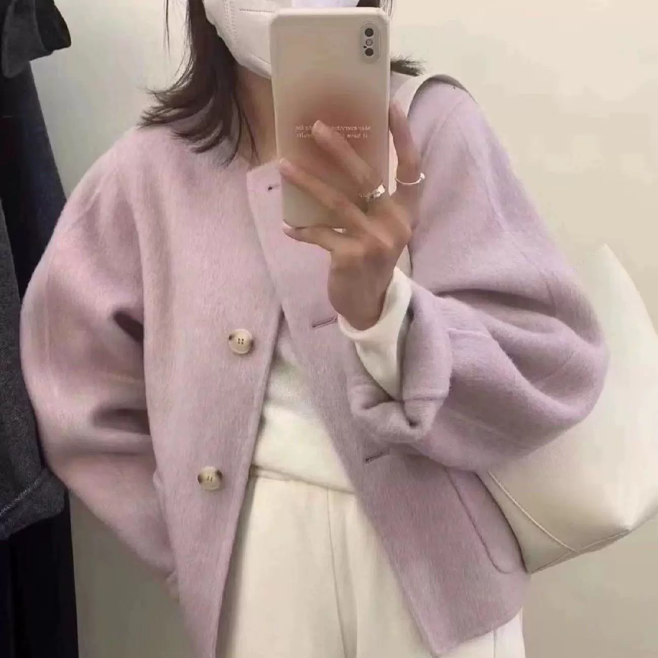 Демисезонное шерстяное пальто фиолетового цвета, корейский стиль, стиль CHANEL, оверсайз, для подростков