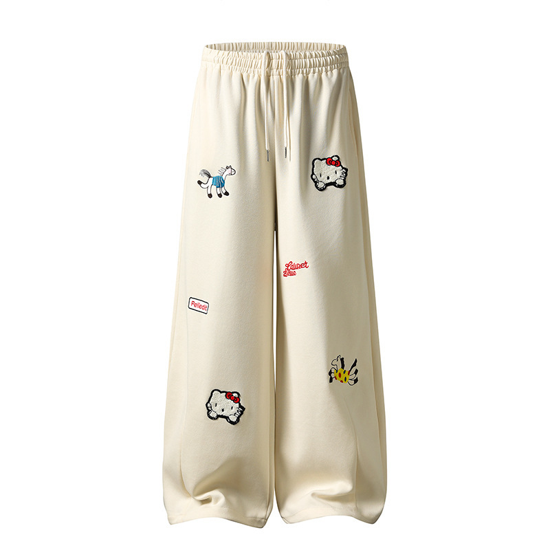 American Retro Hello Kitty Embroidered Sweatpants for Men and Women, 2026 Spring New Style, Loose Fit, Versatile, Floor-Length Couple's Pants American Retro Hello Kitty Embroidered Sweatpants for Men and Women, 2026 Spring New Style, Loose Fit, Versatile, Floor-Length Couple's Pants