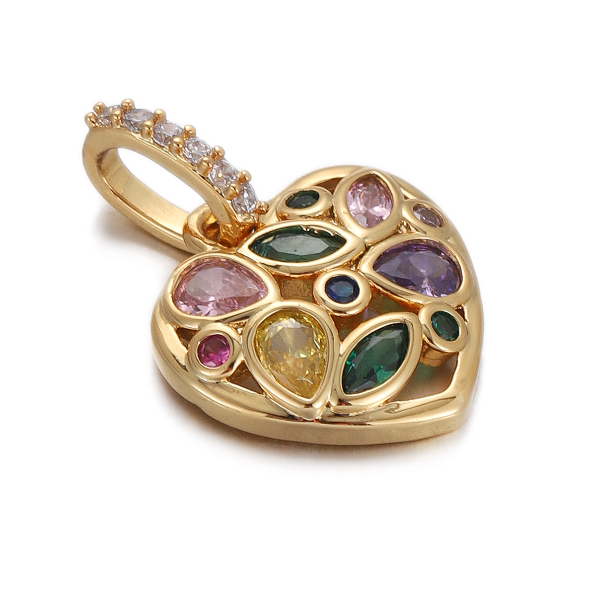 2g Weight Pendant Jewelry Making Type Gold Plated Plating Material Zircon Inlay Material 1 Piece Quantity Casual, Daily Occasion Copper Material Heart Shape Pattern Women's Gender Simple Style Style 1 Piece Copper Zircon Gold Plated Heart Shape Pendant 26