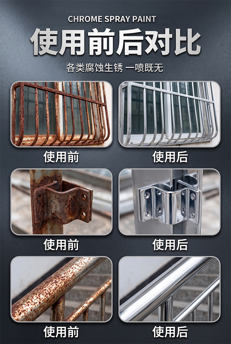 Chrome-plated color automatic hand-cranked self-painting stainless steel hot-dip galvanized electroplating silver paint metal anti-corrosion anti-rust paint