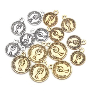 Alloy round brand head coin pendant accessories diy handmade jewelry accessories gold necklace bracelet pendant