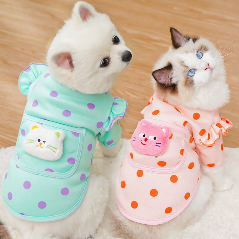 Щенки одежда весной и осенью тонкая пуховая рубашка повседневная дышащая