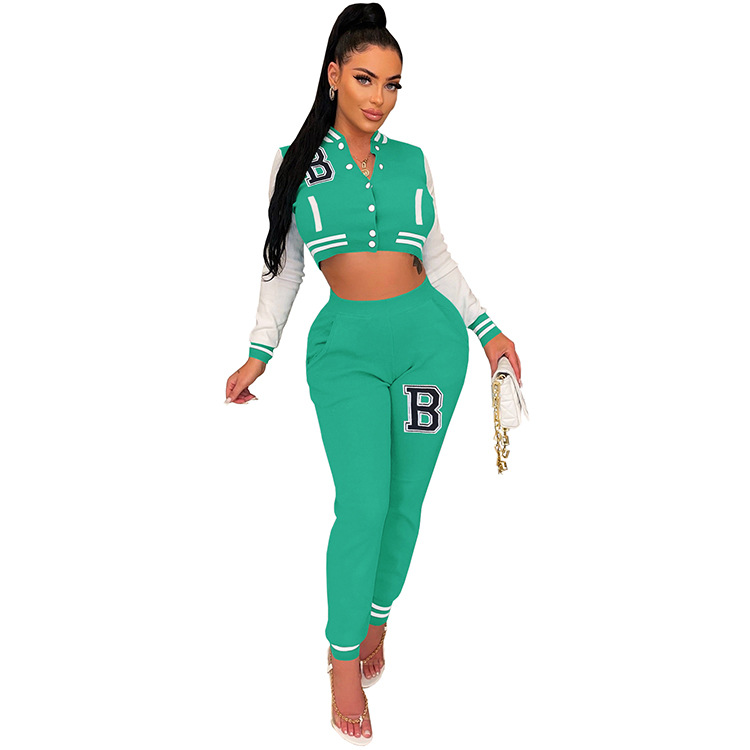 Moterų kelnės baseball uniformos kostiumas su raidėmis sportinis_voghion.com