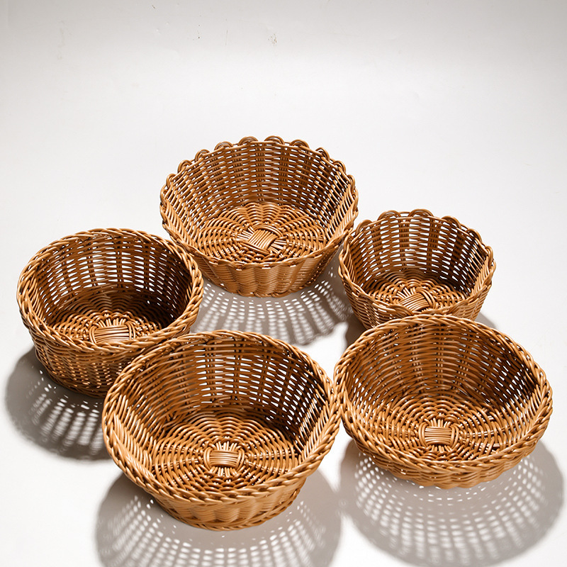 Imitation Rattan Small Fruit Plate Woven Storage Basket Creative KTV Restaurant Snack Dessert Basket Imitation Rattan Woven French Fries Basket Imitation Rattan Small Fruit Plate Woven Storage Basket Creative KTV Restaurant Snack Dessert Basket Imitation Rattan Woven French Fries Basket