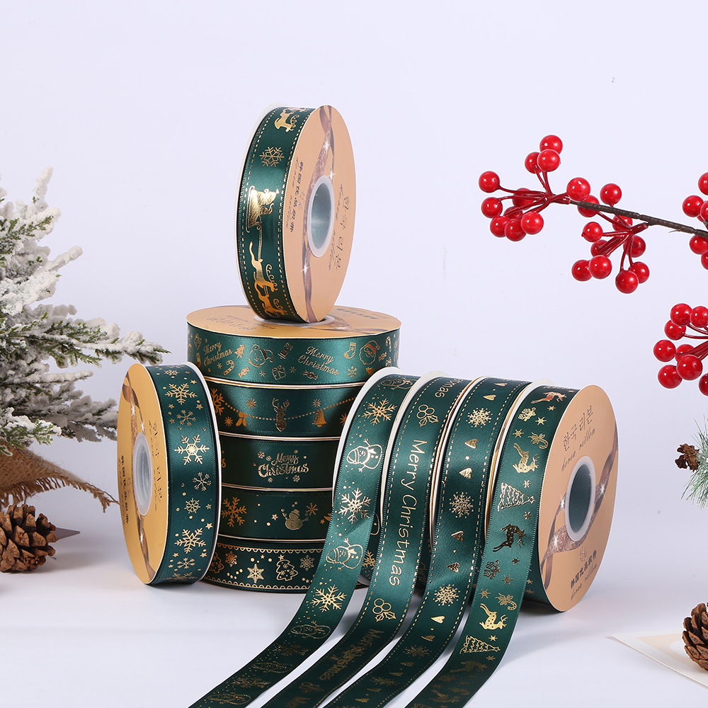 새로운 재고 2.5 빨간색과 녹색 청동 크리스마스 리본 파티 장식 크리스마스 선물 상자 포장 리본 도매