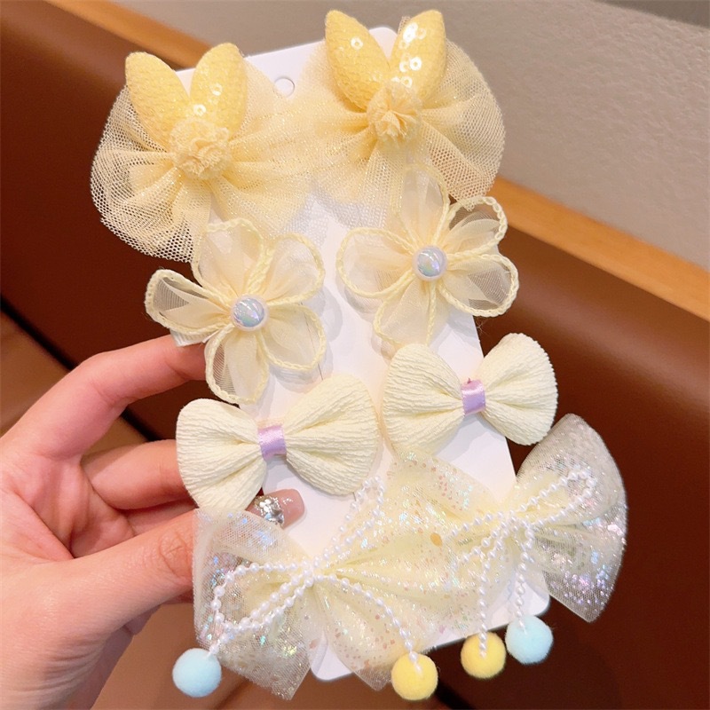 Flores de primavera arco clip para el cabello de niños tela super inmortal no daña clip para el cabello princesa adorable clip para el cabello al por mayor