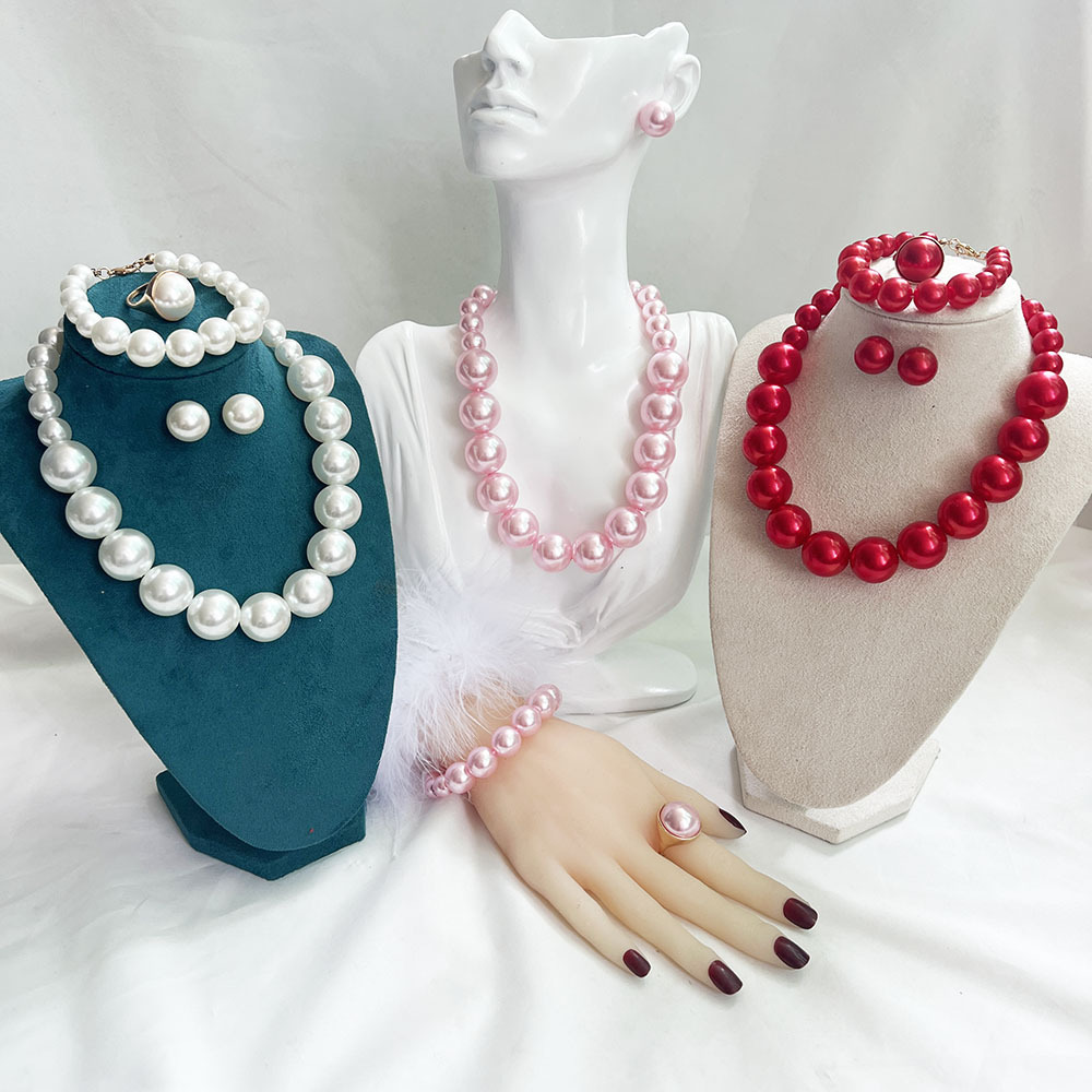 92g Weight Simple Style Classic Style Round Imitation Pearl Alloy Beaded Women's Jewelry Set