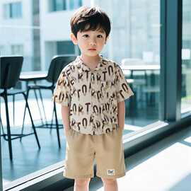 痞帅儿童夏季衬衫新款男童开学夏装衬衣宝宝短袖衣服可外穿2026年