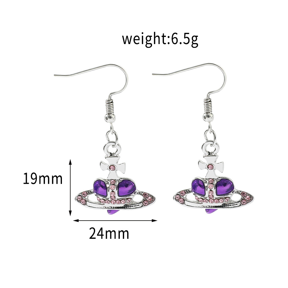 12g Weight Earrings Event & Party Supplies Rhinestones Inlay Material 1 Pair Retro Heart Shape Planet Alloy Plating Inlay Rhinestones Women's Drop Earrings