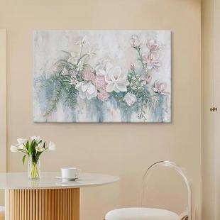Cream Style Hand-painted Oil Painting Abstract Texture European Style Pink White Flower Living Room Decorative Painting Hallway Hallway Hanging Painting