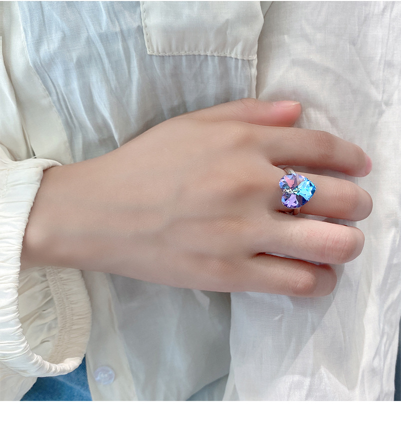 Fashion Heart Shape Sterling Silver Inlay Zircon Rings 1 Piece