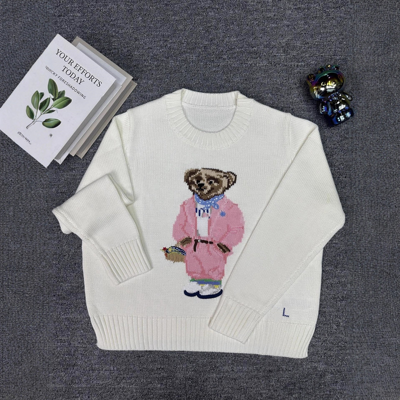 Jiayi Stire Rl Laff 25 New Cartoon Pink Embroidered Bear Pure Cotton Pullover Knitwear for Women Jiayi Stire Rl Laff 25 New Cartoon Pink Embroidered Bear Pure Cotton Pullover Knitwear for Women