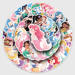 50 かわいい人魚落書きステッカー漫画少女クリエイティブおとぎ話スタイル装飾文具ブックステッカー