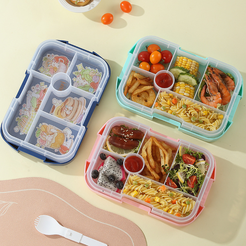 INS Internet celebridad caja de almuerzo de los niños microondas horno estudiante almuerzo caja de plástico compartimento Amazon lonchera