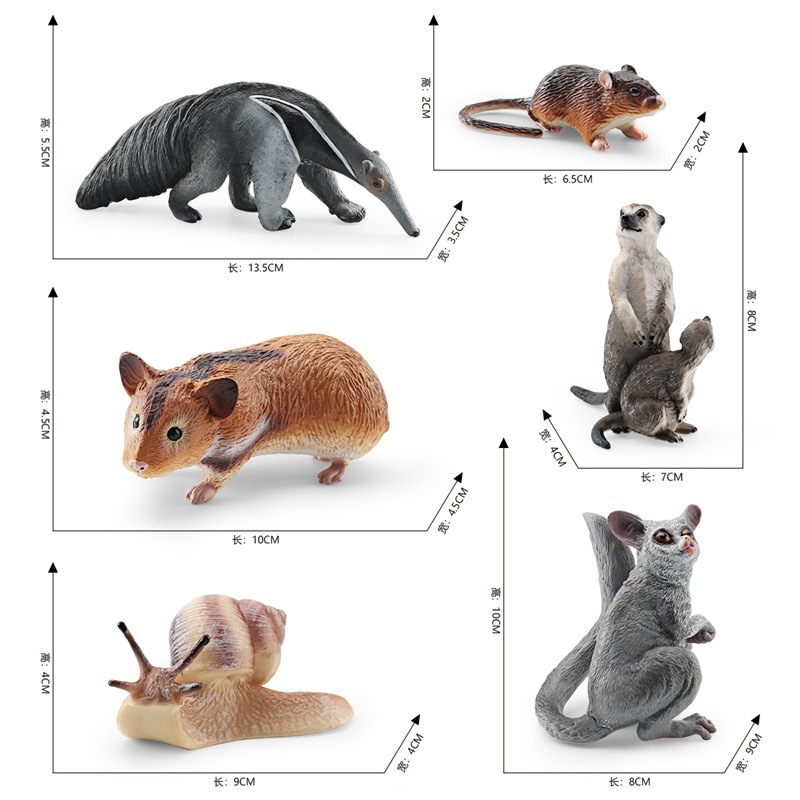 Simulación cognitiva para niños transfronterizos hámster Caracol ratón holgado zorro oso hormiguero bosque animal modelo de juguete