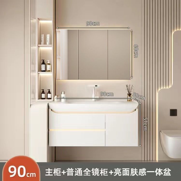 [일반수납 풀미러수납장]_도장도어패널 + 90CM 윤기있는 피부촉감