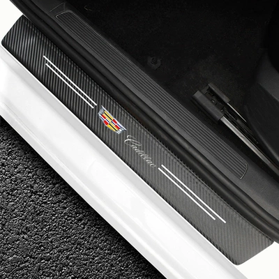 foreign trade for car sill: Other Automotive Interior Supplies - cadillac-carbon-fiber-leather-threshold-strips-4-pack