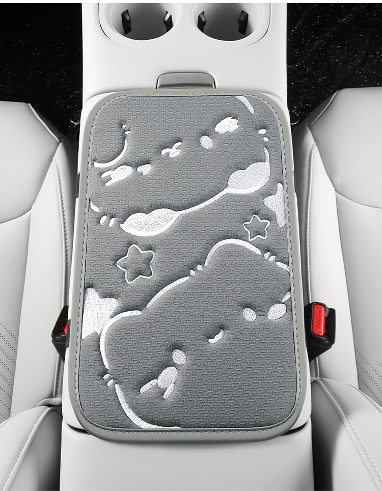 Cross-border cute armrest box pad car cat embroidery four seasons universal armrest pad car center armrest hand pad