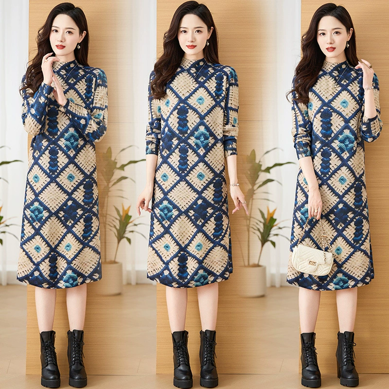 Платье для женщин 2024, осень и зима, новый стиль, элегантное внутреннее пальто, нижняя юбка, свободная юбка в корейском стиле, трендовая юбка, уменьшающая возраст