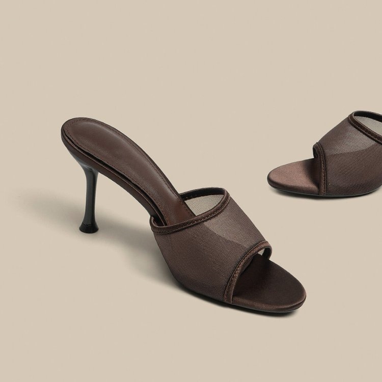 Sandalias Mulas de Tacón Alto de Cuero, Transpirables y Antideslizantes, para Verano