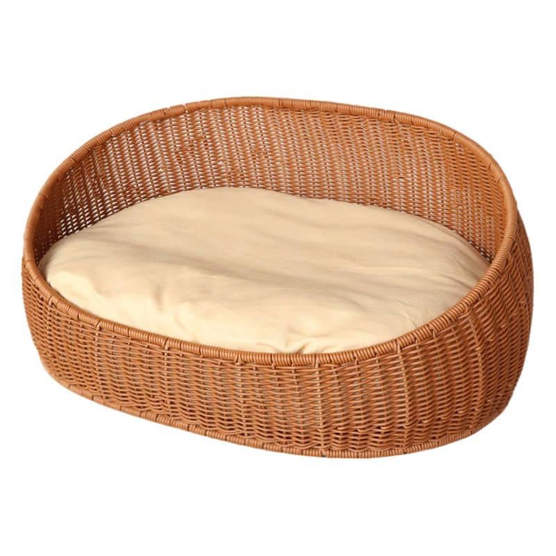 Lavable Cuatro Estaciones de Peluche ratán perrera nido de mascota Cama de Gato de verano fácil de cuidar ratán nido de gato nido de mascota grande