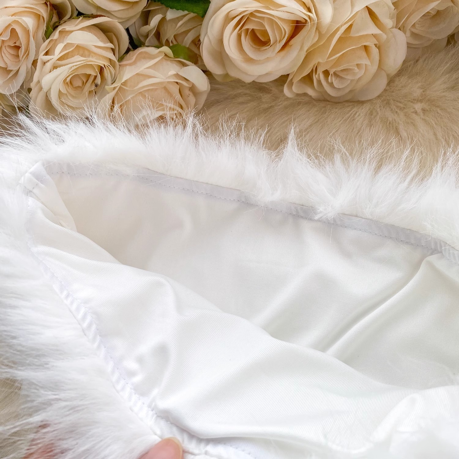 Damenbekleidung Hot Girl Style Anzug sexy Tube Top kurzer Hüftrock Pelz zweiteiliger Anzug für Frauen_voghion.com