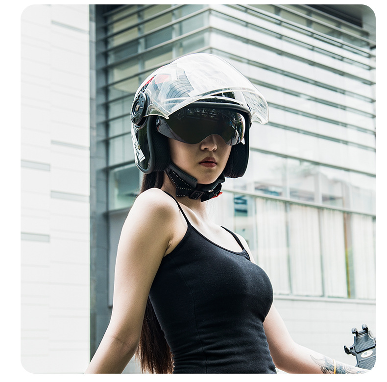 3C Certified Dual-Mirror Electric Motorcycle Helmet for Women and Men, Half Helmet for Electric Scooters, Safety Helmet for Electric Vehicles