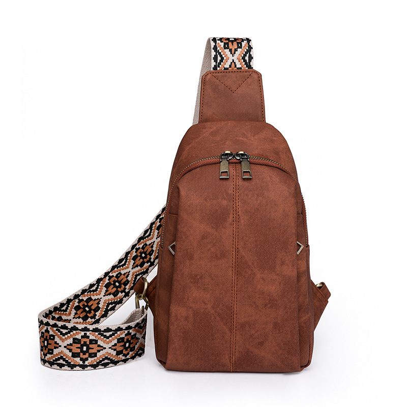 Bolso de pecho de ocio transfronterizo Bolso de viaje al aire libre retro para mujer Bolso de mensajero con correa de hombro ancha Bolso de pecho para mujer Riñonera al por mayor