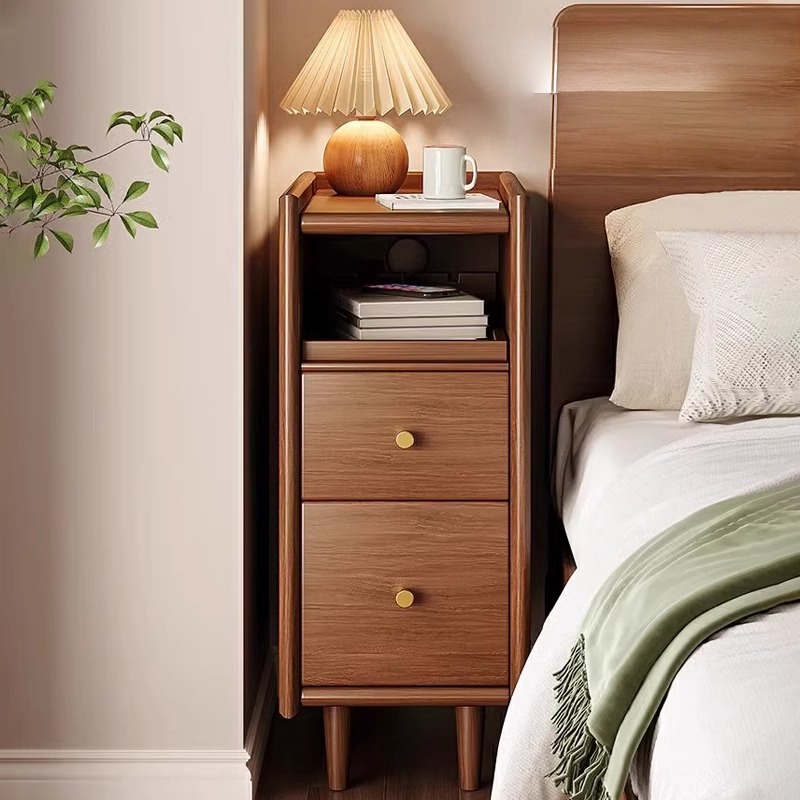 Gap Bedside Table Solid Wood Small Storage Cabinet Bedroom Storage Cabinet Ultra-Narrow Side Cabinet Replacement 20cm Mini Cabinet