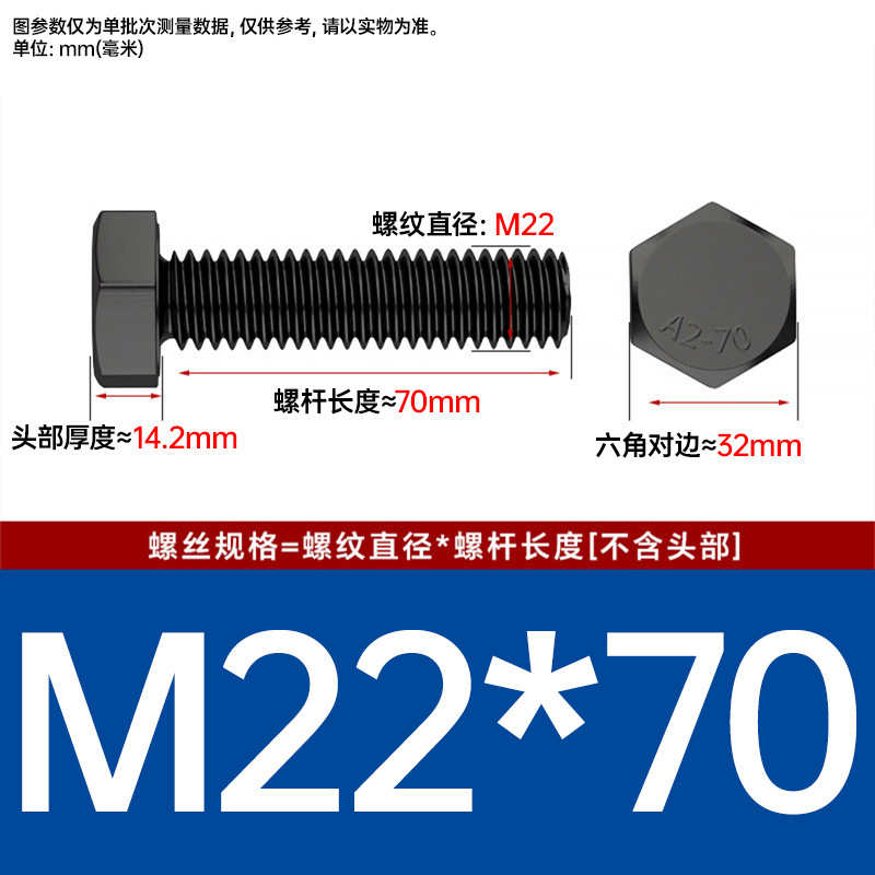 Болт шестигранный Johnson M22x70