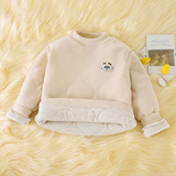 Детская зимняя шерстяная шелковая рубашка для девочек, мультяшный лонгслив, футболка, термобелье, увеличенная толщина