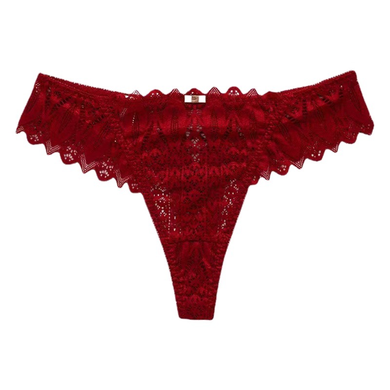 European and American Sexy Girl Hot Underwear Women's Lace Low-Waisted Thong Cross Comfortable Breathable Seamless T-Pants