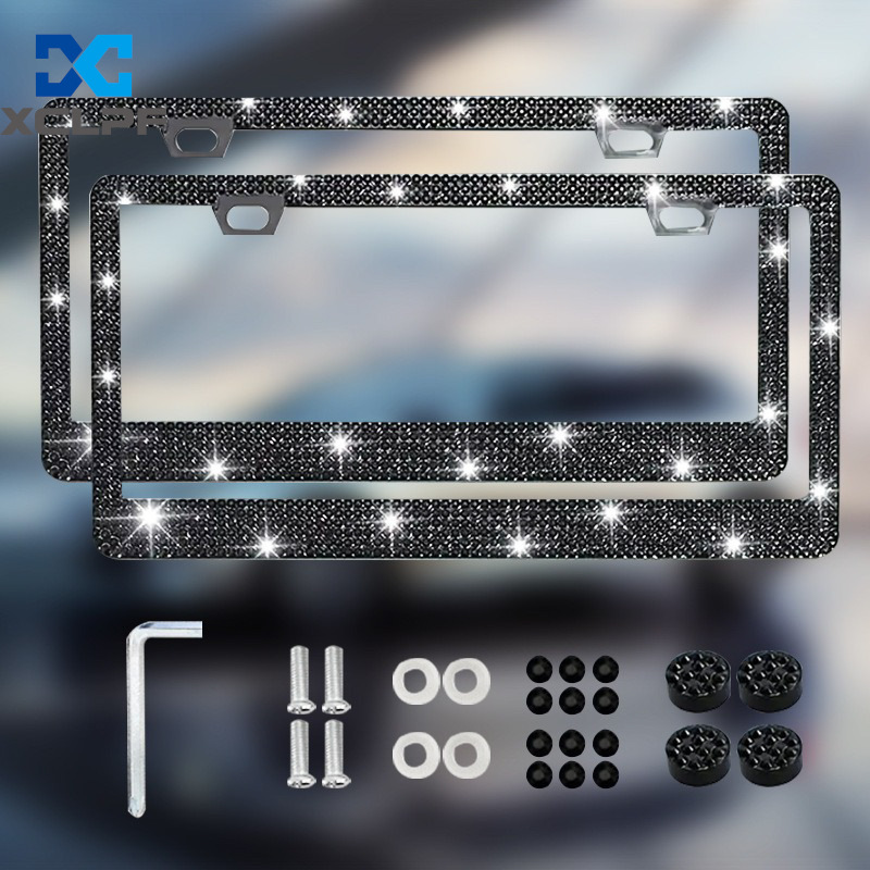 American, Canadian and Mexican Universal Diamond License Plate Frames, Three Styles of Plastic Acrylic Diamond License Plate Frames