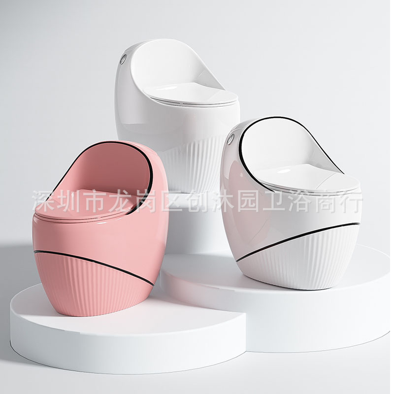 Nuevo inodoro en forma de huevo doméstico moderno lujo ligero creativo gris color asiento de inodoro tipo sifón ahorro de agua tipo pequeño hogar