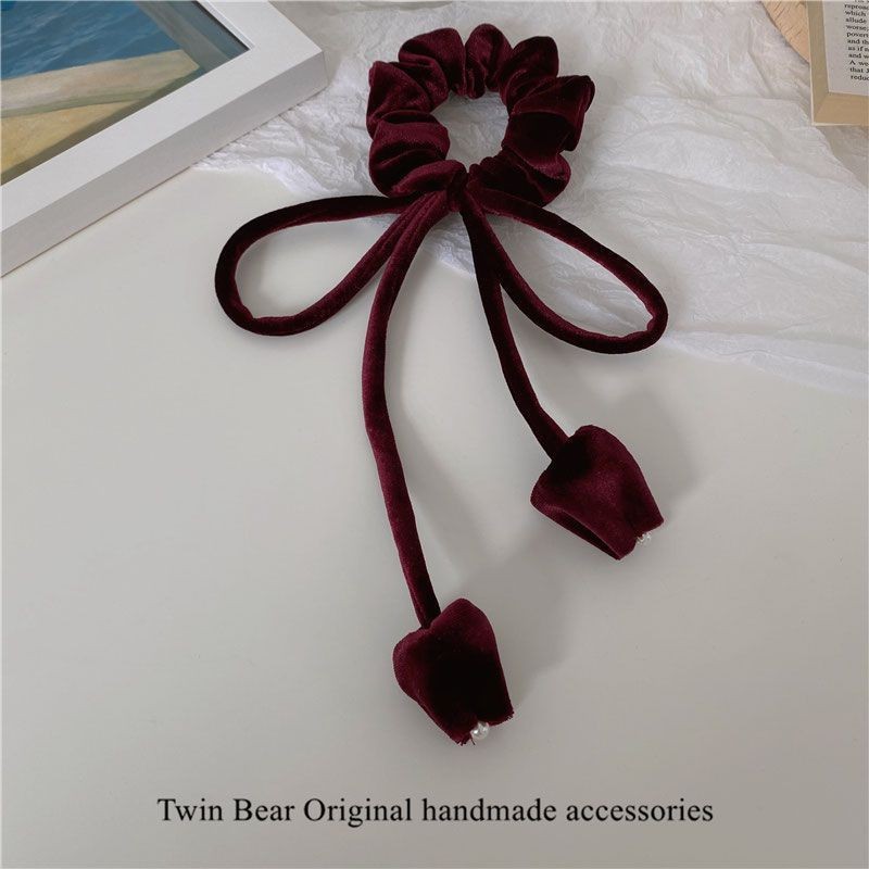 튤립머리끈-다크레드