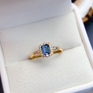 Factory wholesale explosions natural Topaz ring S925 silver inlaid main stone 4*5 selling Europe and the United States a generation of hair