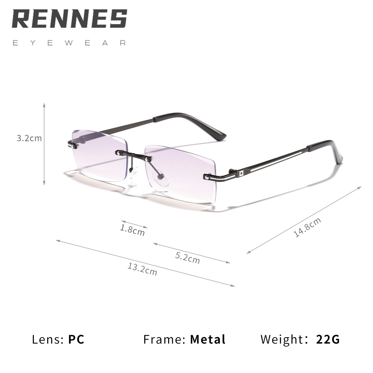 Nuevas gafas anti-azul rectangulares sin montura de metal retro transfronterizas para hombres y mujeres gafas de marco de miopía de negocios Glasses