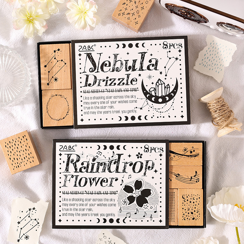 Yuezhen Seal Star Rain Serie de años fugaces Sello simple de la cuenta de la mano interior Sello de decoración del álbum de fotos de bricolaje Sello