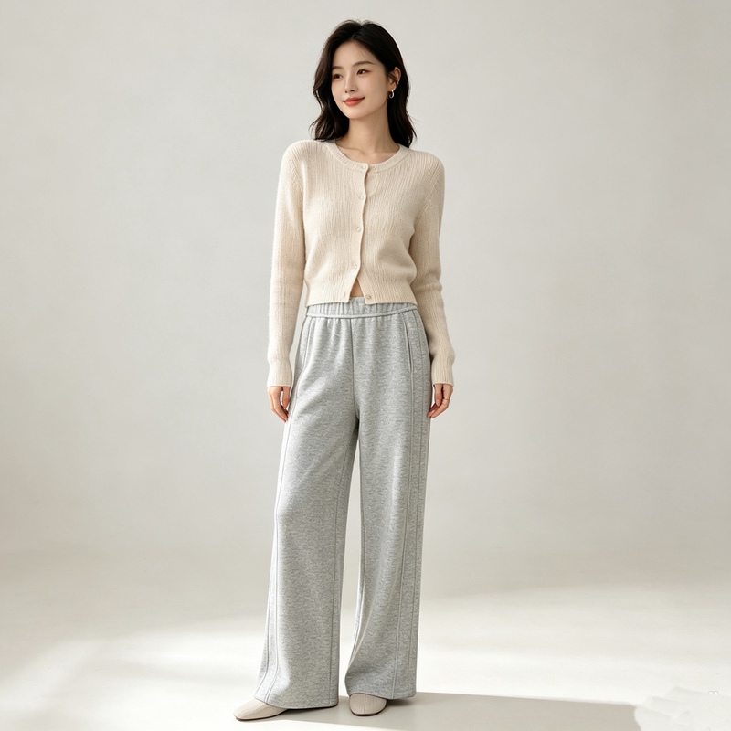Popular "Baoen" pants, soft and smooth, cloud-like texture, women's high-waisted straight-leg slimming knitted wide-leg casual pants for spring, autumn, and winter Popular "Baoen" pants, soft and smooth, cloud-like texture, women's high-waisted straight-leg slimming knitted wide-leg casual pants for spring, autumn, and winter