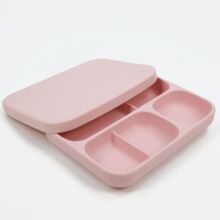 韩国分格方形吸盘碗宝宝餐具婴儿硅胶餐盘一体式辅食碗儿童餐盘