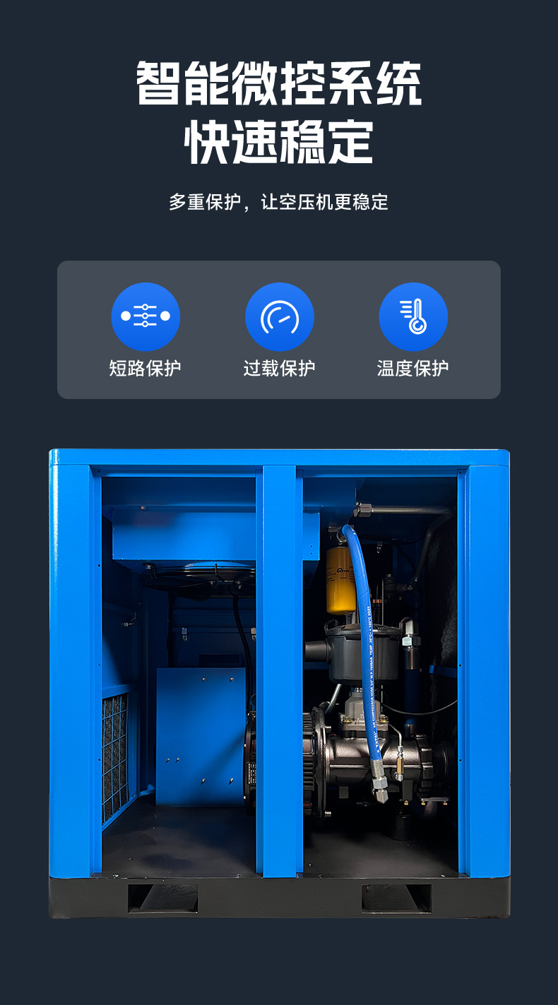 Complete Set of Compressed Air Equipment Screw-Type Air Compressor 7.5Kw/15Kw Permanent Magnet Variable Frequency Air Compressor Low Noise