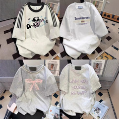 2025 夏の新韓国スタイルカジュアルルーズ半袖 Tシャツ女性の半袖ボトムシャツトップ婦人服卸売供給