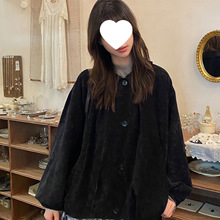 奶兔星球-自制 丝绒感翻领小斗篷外套女2025新款秋