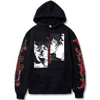 黑色四叶草black clover日漫印花宽松连帽卫衣帽衫男