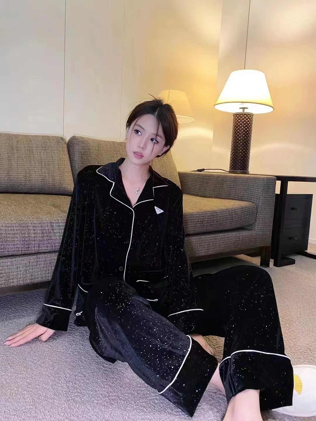 Polyester Fabric Type Regular Top Length Pants Sets Sets Type 2 Pieces Set Quantity Home Occasion Home Women's Elegant Luxurious Solid Color Polyester Fleece Pants Sets Pajama Sets
