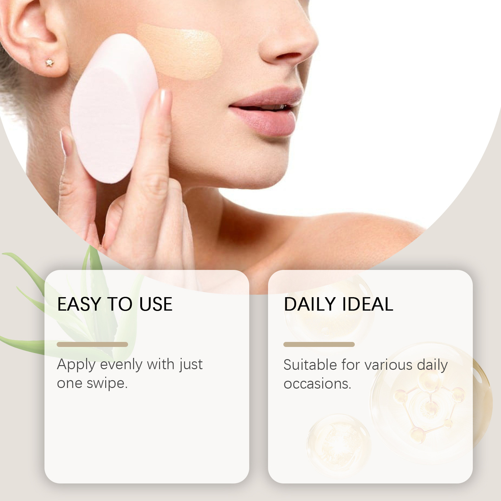 ilumina quente, conveniente natural, corretivo, leve e fino, a cor da pele é limpa, transparente e úmida líquida_voghion.com