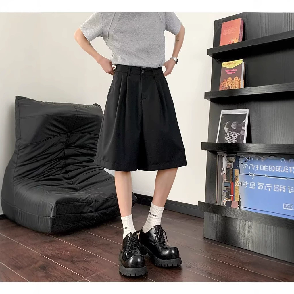 Серые шорты-костюм женские летние тонкие 2025 новые высокая талия стройные свободные широкие брюки-клеш повседневные